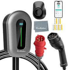 Coolladen 11kW Wallbox Slim App Type2 EV Charger 400V 16A, Aanpasbare Stroom Thuis EV Oplaadstation Voor Elektrische Voertuigen EVSE