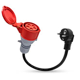 Schuko naar 5-pins CEE-adapter 32A/16A koppelingstekker