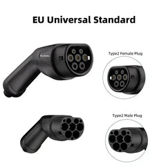 Coolladen Type 2 laadkabel, 16A / 11 kW / 3-fasen / 5/10 meter, Type 2 naar Type 2 EV laadkabel voor elektrische auto met draagtas en microvezeldoek