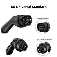 Coolladen Type2 EV Oplaadverlengkabel voor 3,5 kW 7 kW 11 kW 22 kW 7m kabel met handtas