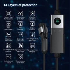 Coolladen Mobiele Wallbox WiFi met APP, opladen tot 22kW, EV-lader type 2, 5M kabel, touchscreen-display, instelbare stroomgrootte met Schuko 16A/CEE 32A Rood/CEE 16A Rood/CEE 32A Blauw