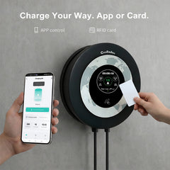 Coolladen Wallbox 11 kW met app-besturing & RFID, Type 2 naar CEE 16A 3-fasen EV-lader, geavanceerde AC+DC lekbeveiliging (RCD Type B)