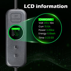 Coolladen 3.5kW Draagbare EV-Lader | 16A Schuko naar Type 2 Mobiele Wallbox | Instelbare Stroom | Nauwkeurige 1-12H Getimede Lading & Vertraging