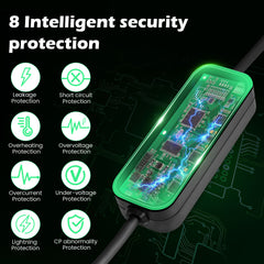 Coolladen 3.5kW Draagbare EV-Lader | 16A Schuko naar Type 2 Mobiele Wallbox | Instelbare Stroom | Nauwkeurige 1-12H Getimede Lading & Vertraging