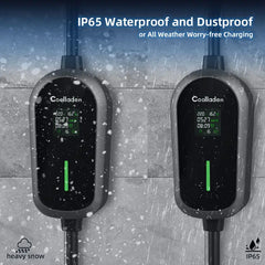 Coolladen 7.4KW Draagbare EV-lader 1 fase 32A Type 2 Oplader voor elektrische voertuigen, 8H gepland laden,4 niveaus instelbare laadstroom laadstation met CEE-stekker