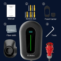 Coolladen 11kW Wallbox Slim App Type2 EV Charger 400V 16A, Aanpasbare Stroom Thuis EV Oplaadstation Voor Elektrische Voertuigen EVSE