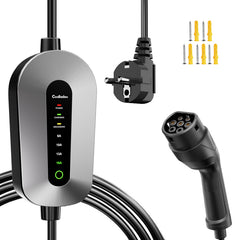 Coolladen Mobiele Wallbox Type 2 laadkabel Schuko 3.5kW [1-phase, 4-11m, 6-16A], met 2-pins Schuko stekker, draagbare elektrische auto oplader voor elektrische voertuigen en PHEV's