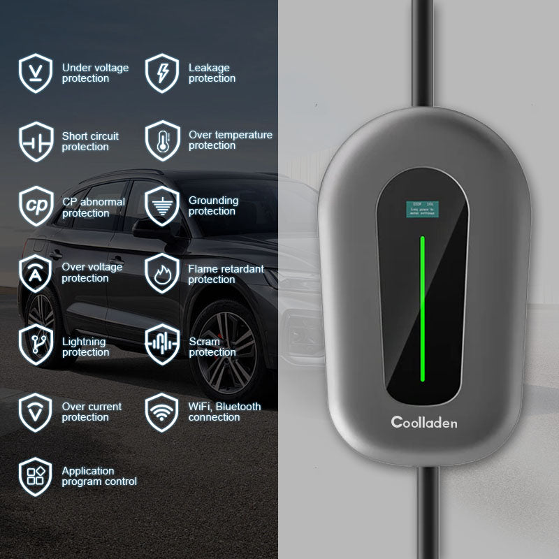 Coolladen 22kW Wallbox Smart App Type2 EV-oplader 400V 32A, verstelbare huidige EV-laadstation voor elektrische voertuigen EVSE