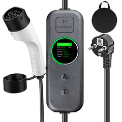 Coolladen 3.5kW Draagbare EV-Lader | 16A Schuko naar Type 2 Mobiele Wallbox | Instelbare Stroom | Nauwkeurige 1-12H Getimede Lading & Vertraging