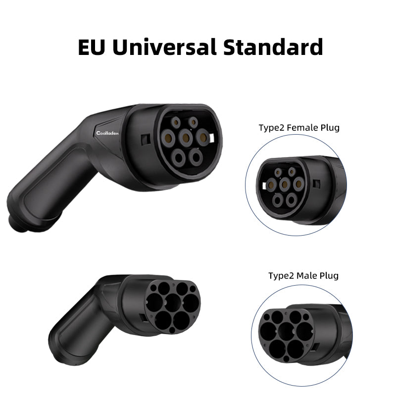 Coolladen Type 2 oplaadkabel voor elektrische auto 7KW 32A 1-fase EV-oplader met draagtas, compatibel met elke elektrische auto