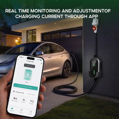 Coolladen 11kW Draagbare EV-laadkabel Type 2 (16A 3-fase) met appbediening – geplande laadsessies, instelbare stroom, Type B RCD, wandbeugel en draagtas inbegrepen