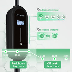 Coolladen 7.4kW EV-lader | 32A CEE-stekker naar Type 2 mobiele wallbox | Instelbare stroom & 1-12H timer