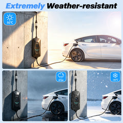 Coolladen 22kW Portable EV Charger Type 2 with Public Charging Station Power Adapter – Adjustable Current (6A-32A), Interchangeable CEE 32A/16A & Schuko Plugs, LCD Display 3-Phase Mobile EVSE