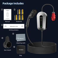 Coolladen Mobiele Wallbox 11kW, Type 2 CEE stekker, 3-fase, 4/6/11m, 6-16A instelbaar laadvermogen – EV laadstation voor ID.3/4/5, E-Up, E-Tron, Zoe & alle elektrische auto's