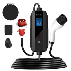 Coolladen 11kW Portable Type 2 EV Charger, 16A 3-Phase IP55 Waterproof Mobile Wallbox with Wall Mount for BEV & PHEV